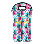 Neon Zig Zag Pineapple Pattern Print Double Neoprene Wine Tote