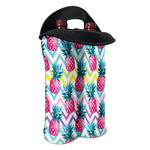 Neon Zig Zag Pineapple Pattern Print Double Neoprene Wine Tote