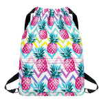 Neon Zig Zag Pineapple Pattern Print Drawstring Backpack