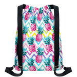 Neon Zig Zag Pineapple Pattern Print Drawstring Backpack