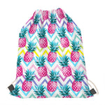 Neon Zig Zag Pineapple Pattern Print Drawstring Bag