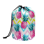 Neon Zig Zag Pineapple Pattern Print Drawstring Makeup Bag