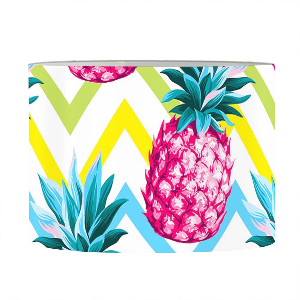 Neon Zig Zag Pineapple Pattern Print Drum Lamp Shade