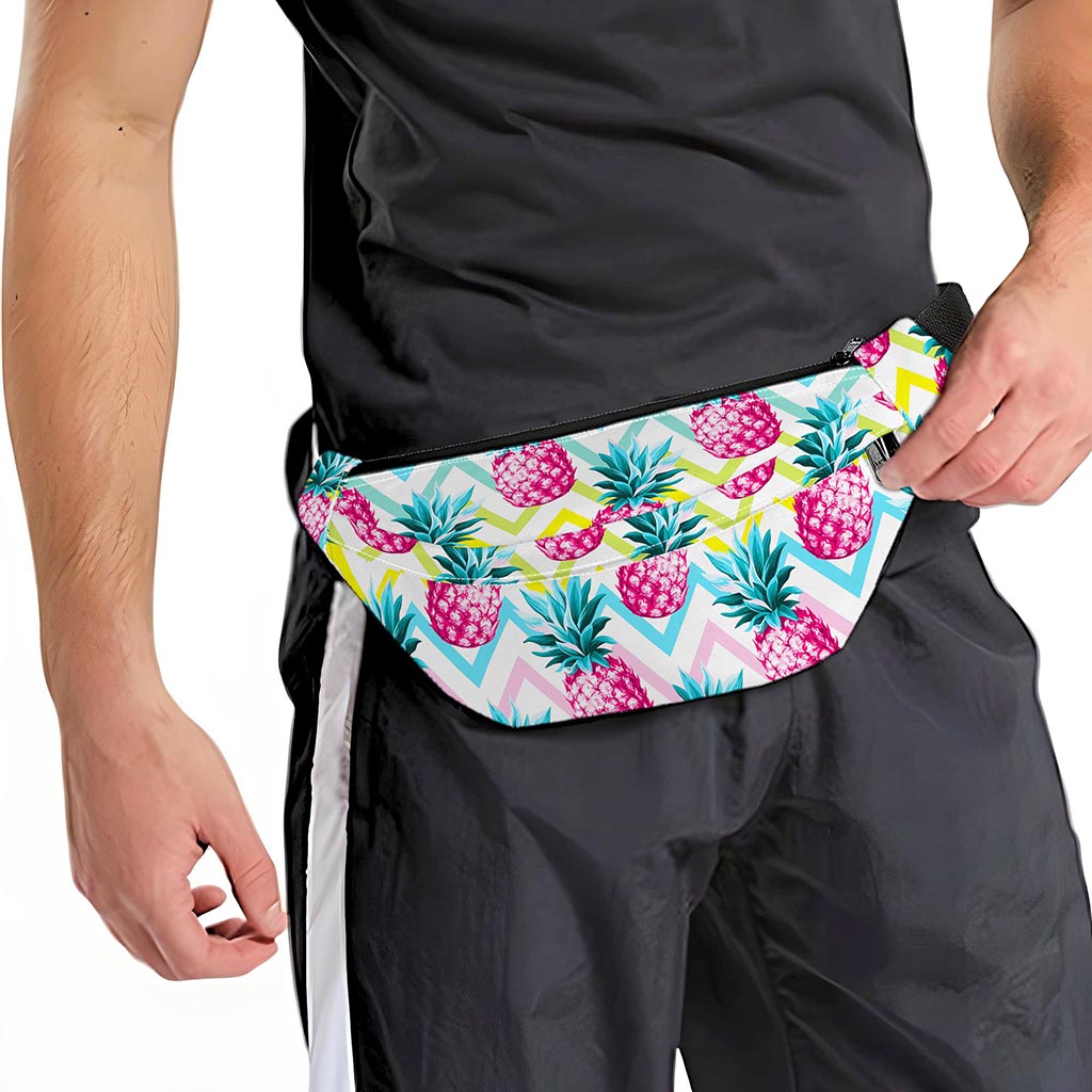 Neon Zig Zag Pineapple Pattern Print Fanny Pack