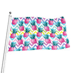Neon Zig Zag Pineapple Pattern Print Flag