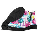 Neon Zig Zag Pineapple Pattern Print Flat Ankle Boots