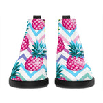 Neon Zig Zag Pineapple Pattern Print Flat Ankle Boots