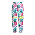 Neon Zig Zag Pineapple Pattern Print Fleece Lined Knit Pants