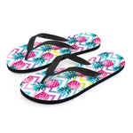 Neon Zig Zag Pineapple Pattern Print Flip Flops