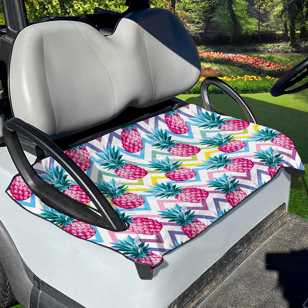 Neon Zig Zag Pineapple Pattern Print Golf Cart Seat Cover