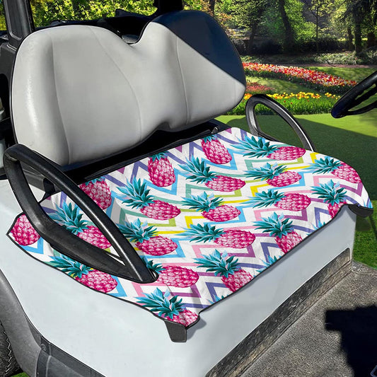 Neon Zig Zag Pineapple Pattern Print Golf Cart Seat Cover