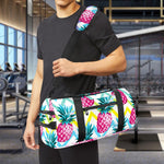 Neon Zig Zag Pineapple Pattern Print Gym Bag