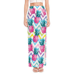 Neon Zig Zag Pineapple Pattern Print High Slit Maxi Skirt