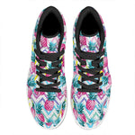 Neon Zig Zag Pineapple Pattern Print High Top Leather Sneakers