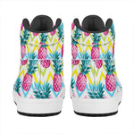Neon Zig Zag Pineapple Pattern Print High Top Leather Sneakers