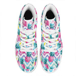 Neon Zig Zag Pineapple Pattern Print High Top Leather Sneakers