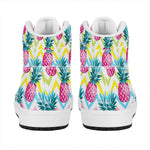 Neon Zig Zag Pineapple Pattern Print High Top Leather Sneakers