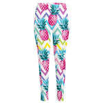 Neon Zig Zag Pineapple Pattern Print High-Waisted Pocket Leggings