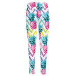 Neon Zig Zag Pineapple Pattern Print High-Waisted Pocket Leggings