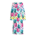 Neon Zig Zag Pineapple Pattern Print Hooded Bathrobe