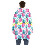 Neon Zig Zag Pineapple Pattern Print Hoodie Blanket