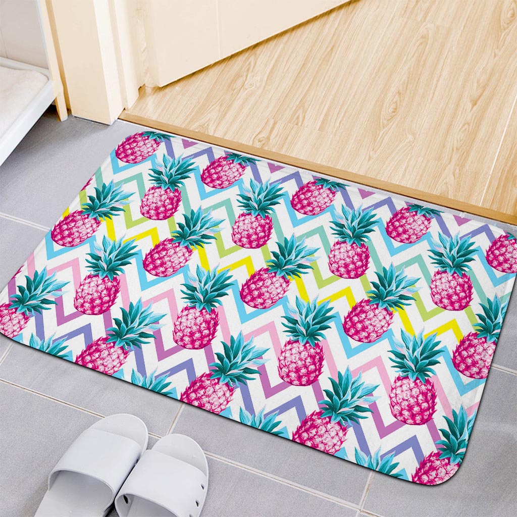 Neon Zig Zag Pineapple Pattern Print Indoor Door Mat