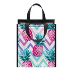Neon Zig Zag Pineapple Pattern Print Insulated Lunch Tote