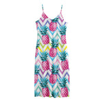 Neon Zig Zag Pineapple Pattern Print Jersey Midi Cami Dress