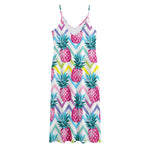 Neon Zig Zag Pineapple Pattern Print Jersey Midi Cami Dress