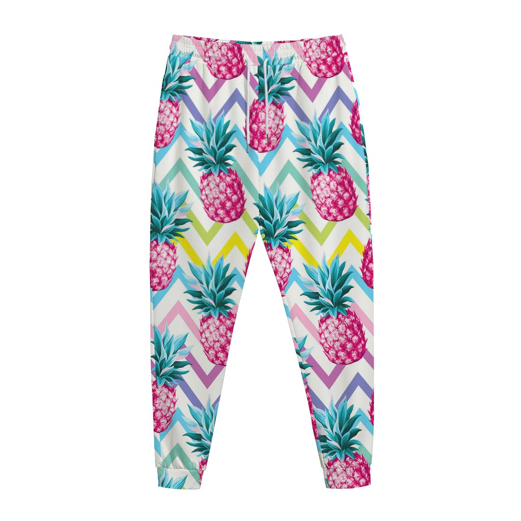Neon Zig Zag Pineapple Pattern Print Jogger Pants