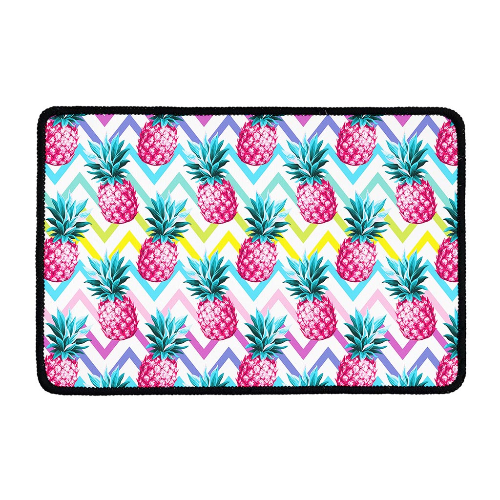 Neon Zig Zag Pineapple Pattern Print Kitchen Mat