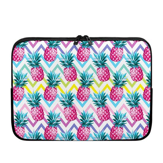 Neon Zig Zag Pineapple Pattern Print Laptop Sleeve