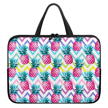 Neon Zig Zag Pineapple Pattern Print Laptop Sleeve With Handle