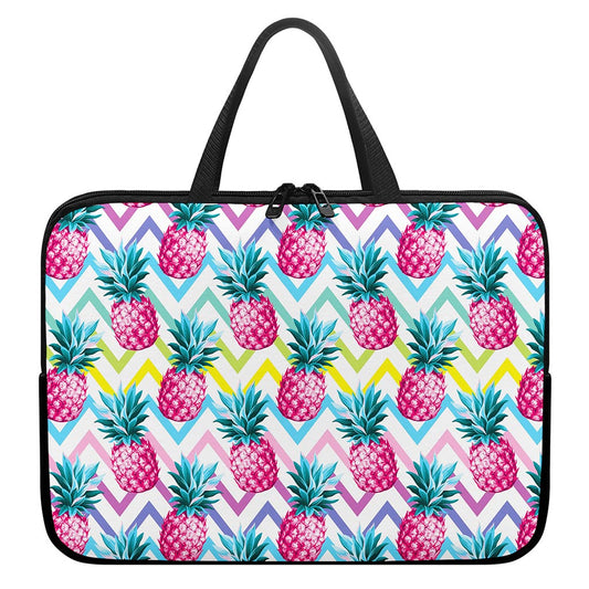 Neon Zig Zag Pineapple Pattern Print Laptop Sleeve With Handle