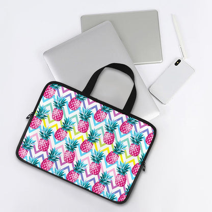 Neon Zig Zag Pineapple Pattern Print Laptop Sleeve With Handle