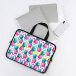 Neon Zig Zag Pineapple Pattern Print Laptop Sleeve With Handle