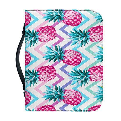 Neon Zig Zag Pineapple Pattern Print Leather Bible Cover