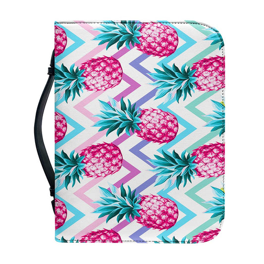 Neon Zig Zag Pineapple Pattern Print Leather Bible Cover