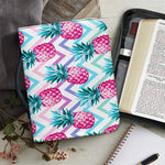 Neon Zig Zag Pineapple Pattern Print Leather Bible Cover