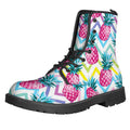 Neon Zig Zag Pineapple Pattern Print Lace-Up Boots