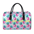 Neon Zig Zag Pineapple Pattern Print Leather Duffel Bag