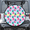 Neon Zig Zag Pineapple Pattern Print Leather Spare Tire Cover