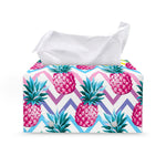Neon Zig Zag Pineapple Pattern Print Leather Tissue Box Cover