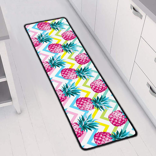 Neon Zig Zag Pineapple Pattern Print Long Kitchen Mat