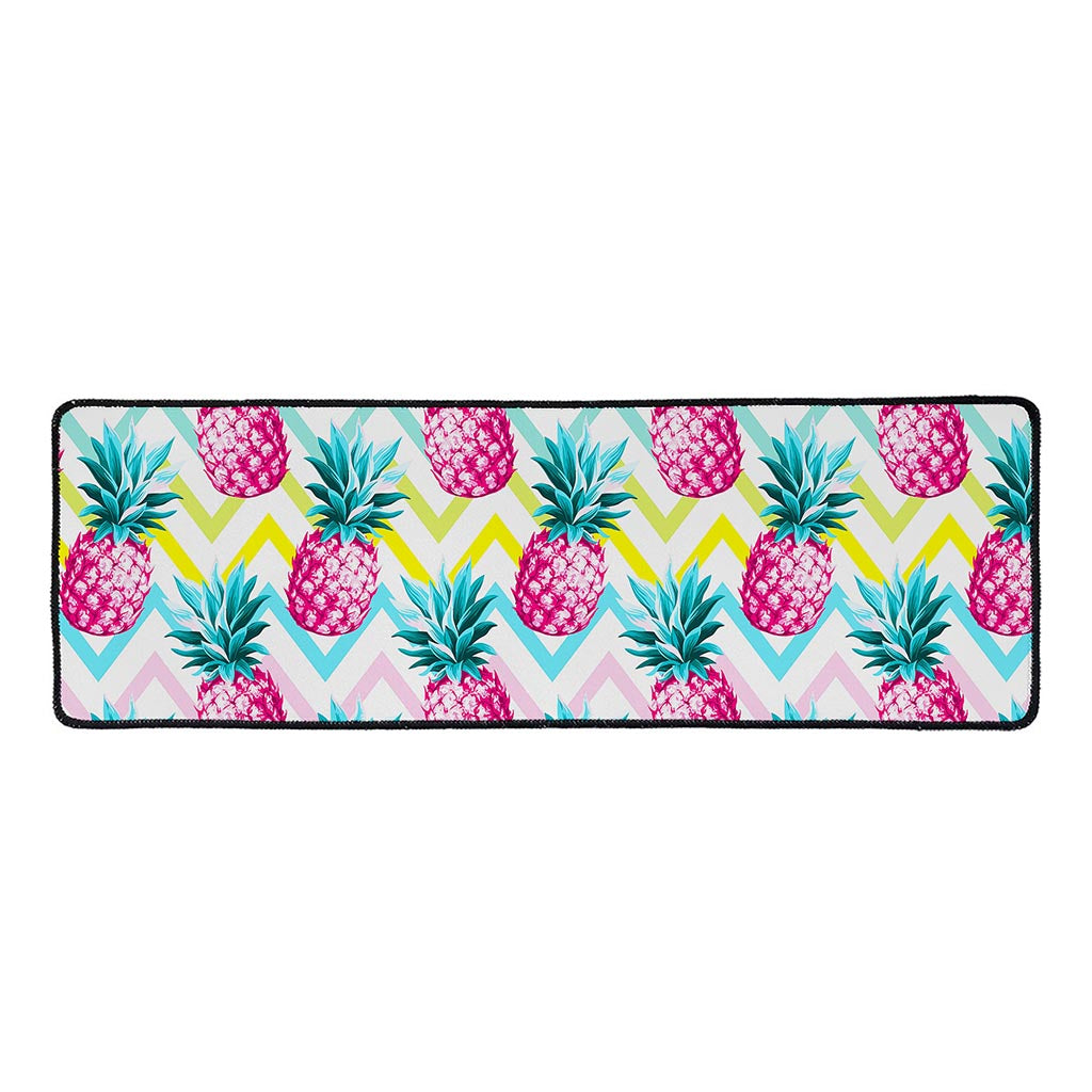 Neon Zig Zag Pineapple Pattern Print Long Kitchen Mat