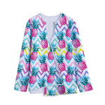 Neon Zig Zag Pineapple Pattern Print Long Sleeve Short Coat