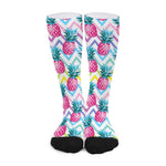 Neon Zig Zag Pineapple Pattern Print Long Socks