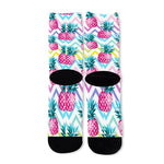 Neon Zig Zag Pineapple Pattern Print Long Socks