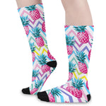 Neon Zig Zag Pineapple Pattern Print Long Socks