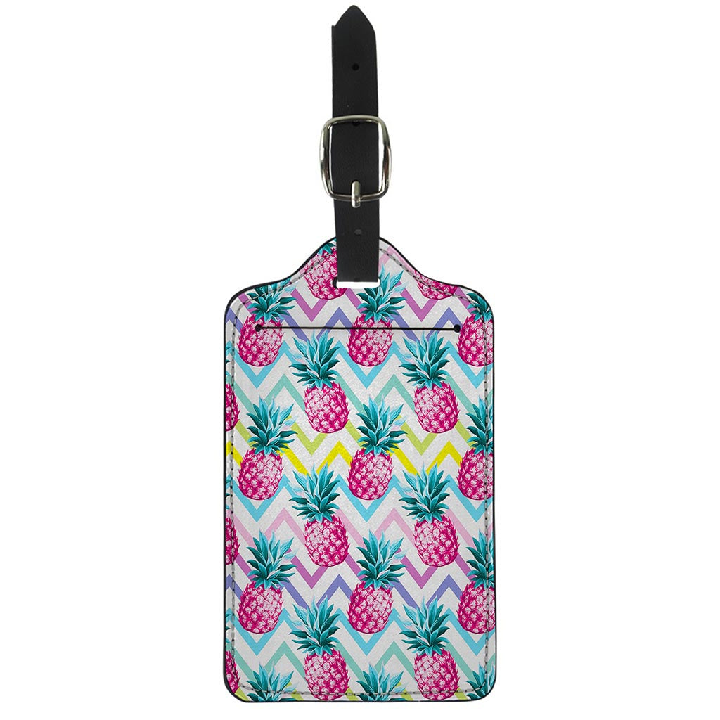 Neon Zig Zag Pineapple Pattern Print Luggage Tag